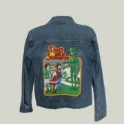 Kurtka jeansowa custom katana UFO malowana lata 80