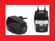 Ładowarka podróżna sieciowa 220-230V USB zasilacz do tel MP3 iPod GPS 5V 1A