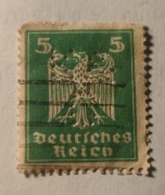Znaczek pocztowy 5 feningòw Deutsches Reich 1924r.  Perforacja K&C