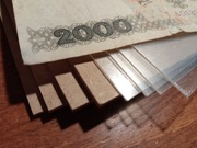  banknot PRL 2000 zł i 100 zł wydruk ilustracji 2 x antyrama A4 dodatki