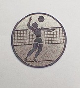 Wklejka emblemat do medalu siatkówka fi 25 mm srebro