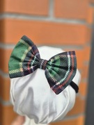 Opaska bezuciskowa niemowlęca Szkocka krata świąteczna