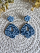 Duże geometryczne kolczyki z gliny polimerowej w kolorze niebieskim 