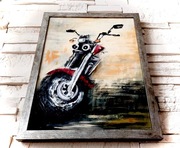 Obraz 3D 'Motocykl' – ręcznie malowany, impasto, gotowy do powieszenia