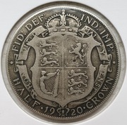 Wielka Brytania 1/2 korony 1920 14,14g Ag 500