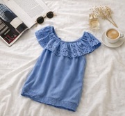 Dziewczęca Niebieska Letnia Bluzka Hiszpanka 164