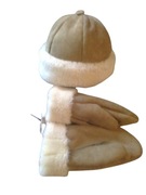 CZAPKA BEANIE RĘKAWICZKI Z NATURALNEJ SKÓRY OWCZEJ