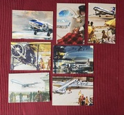Zestaw 7 kolekcjonerskich pocztówek PLL LOT PRL Janusz Grabiański.
