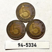 Moneta 5 zł  1994 rok ZESTAW = 3 szt. 94-5334