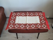 Gruby obrus biało-czerwony Vintage PRL