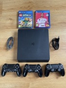 PS4 Slim 1TB + 3 pady + FIFA 20 + LEGO Worlds