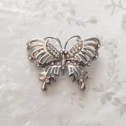 Duża broszka motyl, cyrkonie, srebrna, nowa, glamour