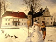 Zima. Pałac w Charbrowie,