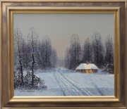Wiktor Korecki, Pejzaż zimowy, olej na płótnie 49 x 59 cm.