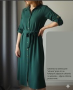 Zielona/butelkowa sukienka szmizjerka z kołnierzem