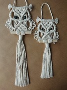 MAKRAMA SOWA do pokoju na ścianę dekoracja boho  KOMPLET DWIE SZTUKI