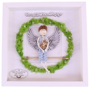 Pamiątka Chrztu Świętego Ramka 3D Anioł Stróż Rękodzieło Makrama Prezent