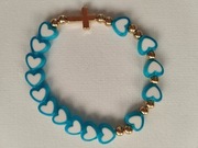 Różaniec na rękę dla dziewczynki, dziecięcy, niebieskie serduszka :) 