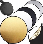 BLENDA FOTOGRAFICZNA ZŁOTA SREBRNA SKŁADANA 60 CM 5W1 OKRĄGŁA 