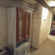 Witryna regal drewniana dab bielona