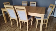 Stół rozkładany 95cm na 175cm/225cm/275cm + 6 krzeseł tapicerowanych