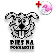 Naklejka PIES NA POKŁADZIE na samochód, lusterko, kask, szybę