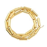 Koraliki Hematyt kolor złoty 18K, rurka ok.4x13 mm., 13 sztuk.