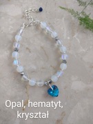 Bransoletka Miłość i Łzy – opal, kryształ górski, hematyt