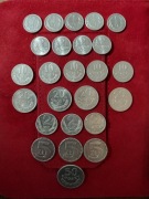 Zestaw monet bezobiegowych 25 sztuk: 1,2,5zł,10,20,50gr  Destrukt 5gr. 1962