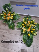 Stroik komplet kompozycja kwiaty wiązanka na grób na cmentarz