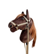 Hobby horse brązowy koń na kiju realistyczny A5 mały lekki zestaw akcesoria