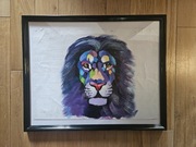 Obraz na płótnie malowany ręcznie lew kolor sztuka uliczna