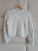 Sweter Mohito 36 S puszysty ze srebrną nitką zara 