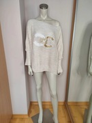 Luźny kremowy sweter CC uniwersalny (17)