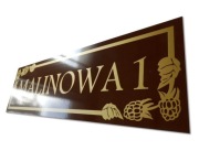 METALOWY dekoracyjny numer domu tabliczka adresowa z malinami owocami 50x15