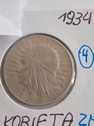 Moneta 5 zł Glowa kobiety z 1934 r. /4/