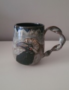 NG unikatowy kubek z mrocznym ptakiem spooky goth gothic bird halloween 