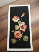 Ogrodowe Nasturcje / Nagietki ? haft Vintage Obraz ramka rama Boho