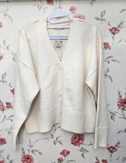 Reserved sweter kardigan kremowy rozmiar S oversize dekolt serek na guziki