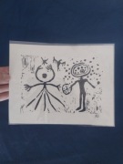 Linoryt grafika na A5 Pradawni Bogini i Bóg, Słońce i Księżyc