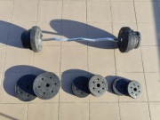 Zestaw sztanga łamana 120cm i obciążenie bitumiczne 37,5kg 