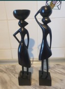 Drewniane figurki afrykańskie komplet 2 sztuk rękodzieło