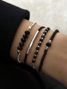 Modny zestaw 4 bransoletek z czarnych kryształków – elegancja i blask