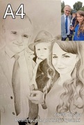 Portret ze zdjęcia  A4, 3 osoby, ołówkiem