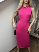 sukienka plażowa midi, narzutka na strój kąpielowy różowa rozmiar M-L lato