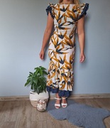 Never fully dressed bawełniana sukienka długa z falbaną 