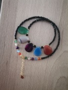 Naszyjnik choker regulacja turmalin agat tygrysie Karneol spinel przedłużka