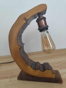 Lampka nocna stołowa Hand Made z plastra drewna