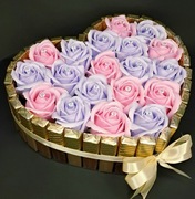 Tort serce merci 25cm + róże mydlane 