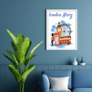 Plakat A3, Grafika z miastem, Ilustracja Londynu